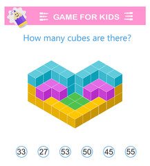 Math logic game. Attention tasks for children. Kids activity sheet