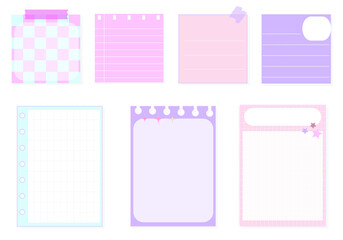 set of the soft pastel paper, planner, notepad, memo, sticky note, reminder.very cute, simple, and printable