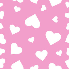 Seamless pattern with hearts on pink background. Valentine's day. Pink Heart love