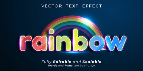 Editable text effect Rainbow 3d style illustrations