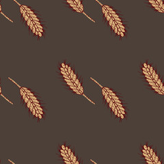 Wheat seamless pattern. Cereal crop sketch.