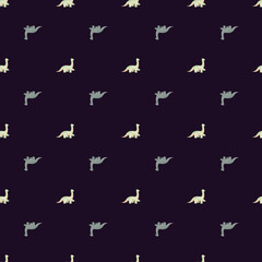 Cute brachiosaurus seamless pattern. Funny children dinosaur sketch.