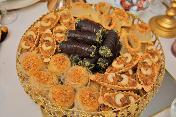 Variety of traditional moroccans sweets. Holiday. Events.