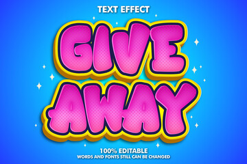 Give away sticker text effects.
Cartoon style typography template with fancy color
