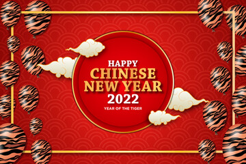 Background of chinese new year 2022 decorated with pattern balloon, ornament and typography