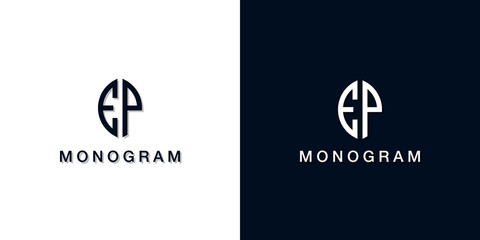 Leaf style initial letter EP monogram logo.