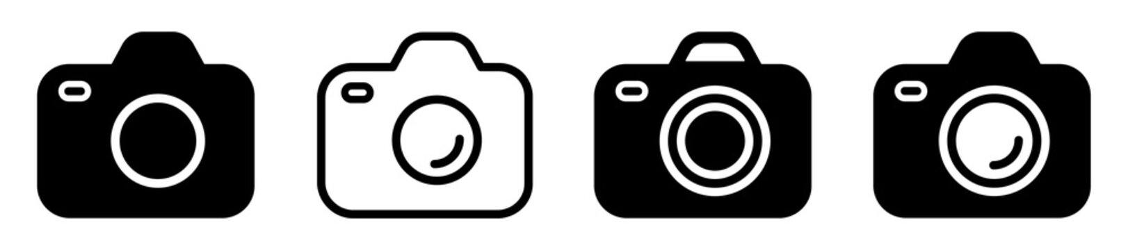 Set of photo camera icons. Photo camera icon for apps and websites. Camera symbols. Photo gadget, snapshot photography sign. Vector.