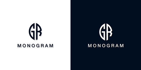 Leaf style initial letter GR monogram logo. - obrazy, fototapety, plakaty