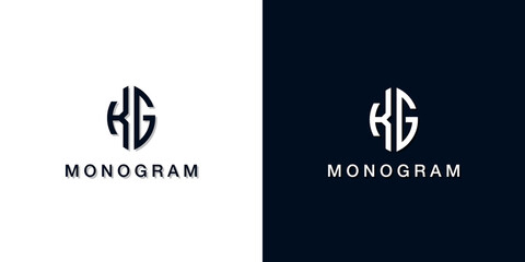 Leaf style initial letter KG monogram logo. - obrazy, fototapety, plakaty