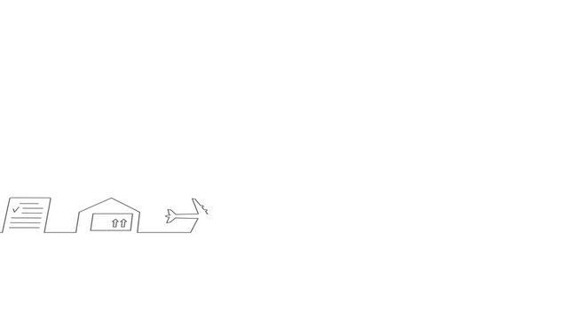 Global logistics network. Banner template with logistics icons and text space.  Appearance Set of logistics icons on white background . Video. 4k Resolution.