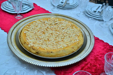 Homemade traditional moroccan pastilla or chicken bastilla