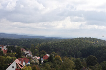 Cadolzburg, Dillenberg, Luftaufnahme, Aussichtsturm, Bayern, Franken, Landkreis Fürth, Himmel, Wolken