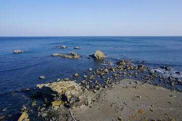 Fototapeta na wymiar Beautiful rocky coast of Sakhalin Island