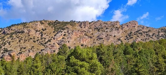 Landscape of the high peaks of the Sierra de Baza - Granada. - obrazy, fototapety, plakaty