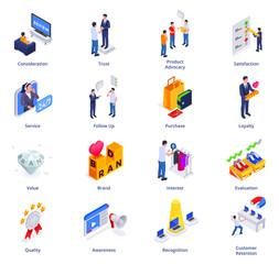 Fototapeta premium Customers Experience Isometric Set