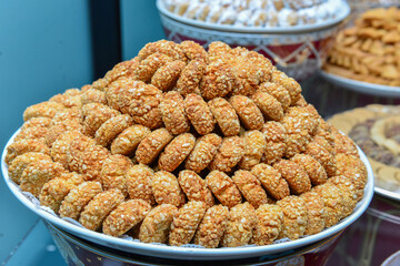 Moroccan biscuits are served with tea. Moroccan biscuits cookies morocco.