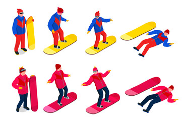 Snowboarding Isometric Set