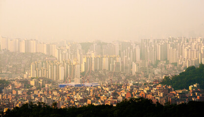 Serious yellow dust in Seoul, Korea