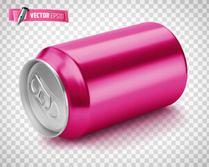 Vector realistic illustration of a pink soda can on a transparent background.