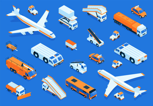 Airline Transport Isometric Composition