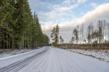 Fototapeta na wymiar Icy road Sweden