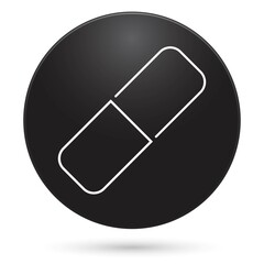 capsule icon, black circle button, vector illustration.