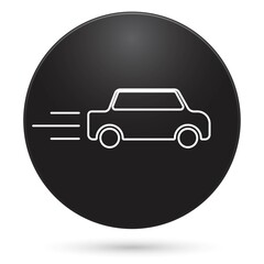 car icon, black circle button, vector illustration.