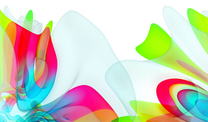 3d render of abstract art with part of surreal alien blossom flower in curve wavy elegance biological lines forms in white red green and toxic green gradient color on isolated white background
