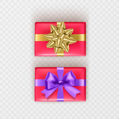 Set of colorful gift boxes with bows and ribbons, Vector format