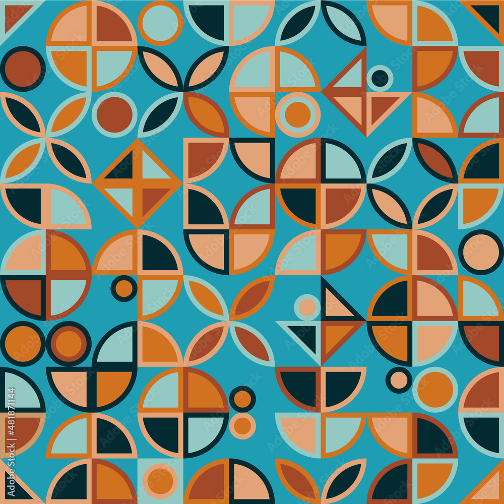 Wall mural vector geometric minimalistic seamless pattern with simple shape and figure. abstract design in geom