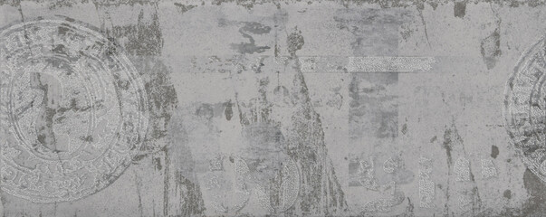 Concrete tiles with stamps and decorations