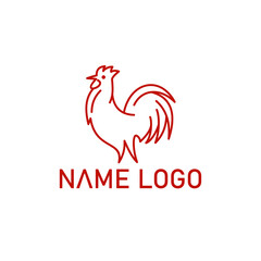 line chicken logo design template