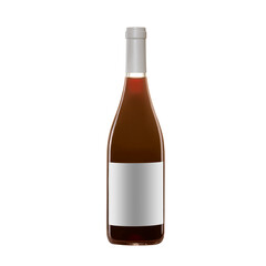 red wine bottle with blank label isolated on white background.