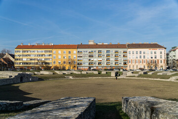 residential building with a big field