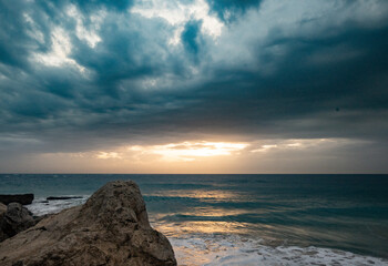 Dramatic stormy sky over the cape of Trafalgar in south Spain