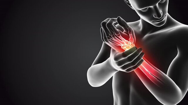 Human having pain in wrist	
