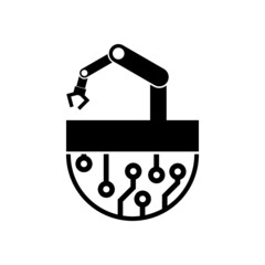 Automation icon, Robot arm icon isolated on white background
