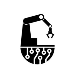 Automation icon, Robot arm icon isolated on white background