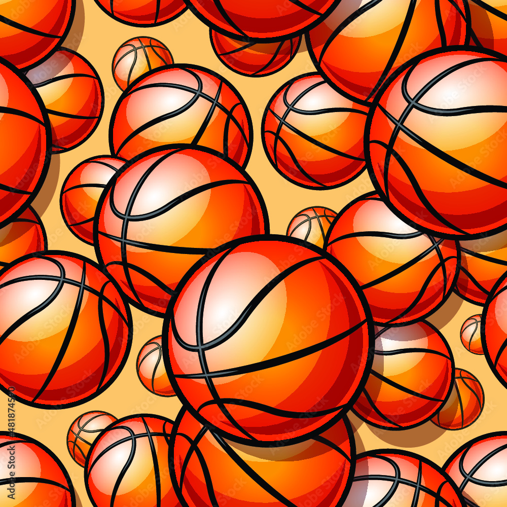 Wall mural seamless pattern with basketball balls vector digital paper design