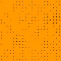 Abstract seamless geometric pattern. Mosaic background of black triangles. Evenly spaced  shapes of different color. Vector illustration on orange background