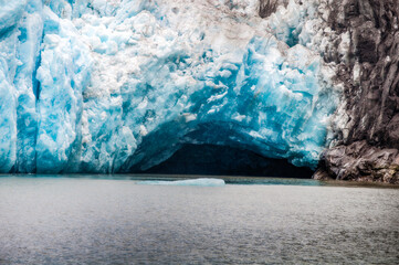 blue iceberg in the cave