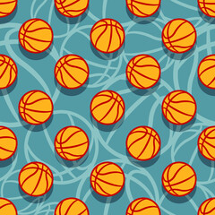 Seamless pattern with basketball balls vector digital paper design
