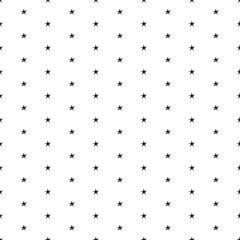 Square seamless background pattern from geometric shapes. The pattern is evenly filled with small black starfish symbols. Vector illustration on white background