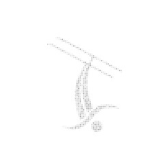 The freestyle skiing symbol filled with black dots. Pointillism style. Vector illustration on white background