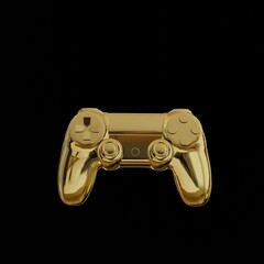 golden joystick isolated on black, gamepad, game controller, game console,ps5 gamming console, video game 