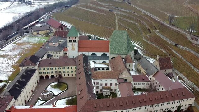 Ancient abbey of Novacella. Pearl among the vineyards of South Tyrol.