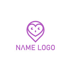 owl pin love logo design icon vector