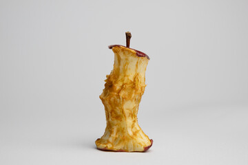 Rotten apple in white background, close up