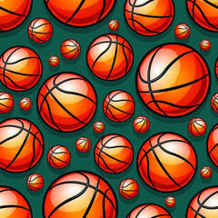 Obraz premium Seamless pattern with basketball balls vector digital paper design. Ideal for wallpaper, cover, wrapper, packaging, fabric design and any kind of decoration.