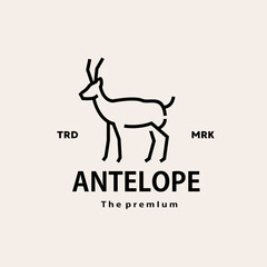 vintage retro hipster antelope logo vector outline monoline art icon